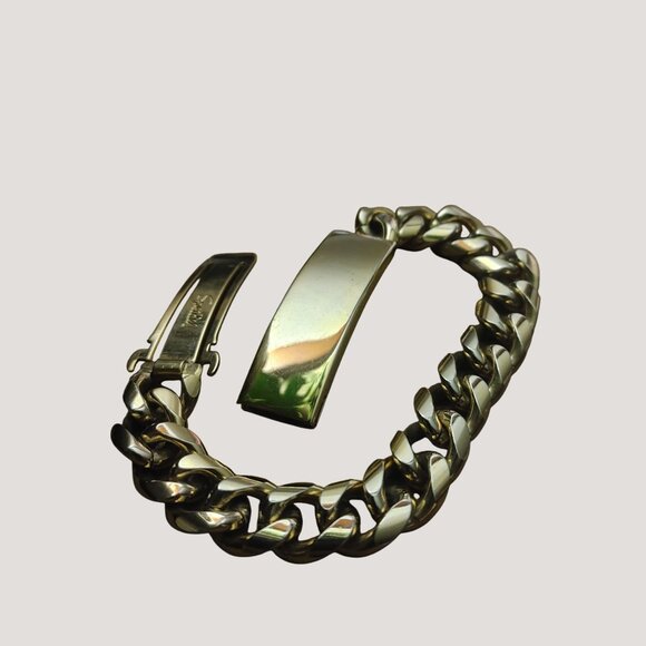 Mens Bracelet Gold Tone Speidel Vintage Half Inch ID Chain Link Design Clasp - Picture 8 of 13